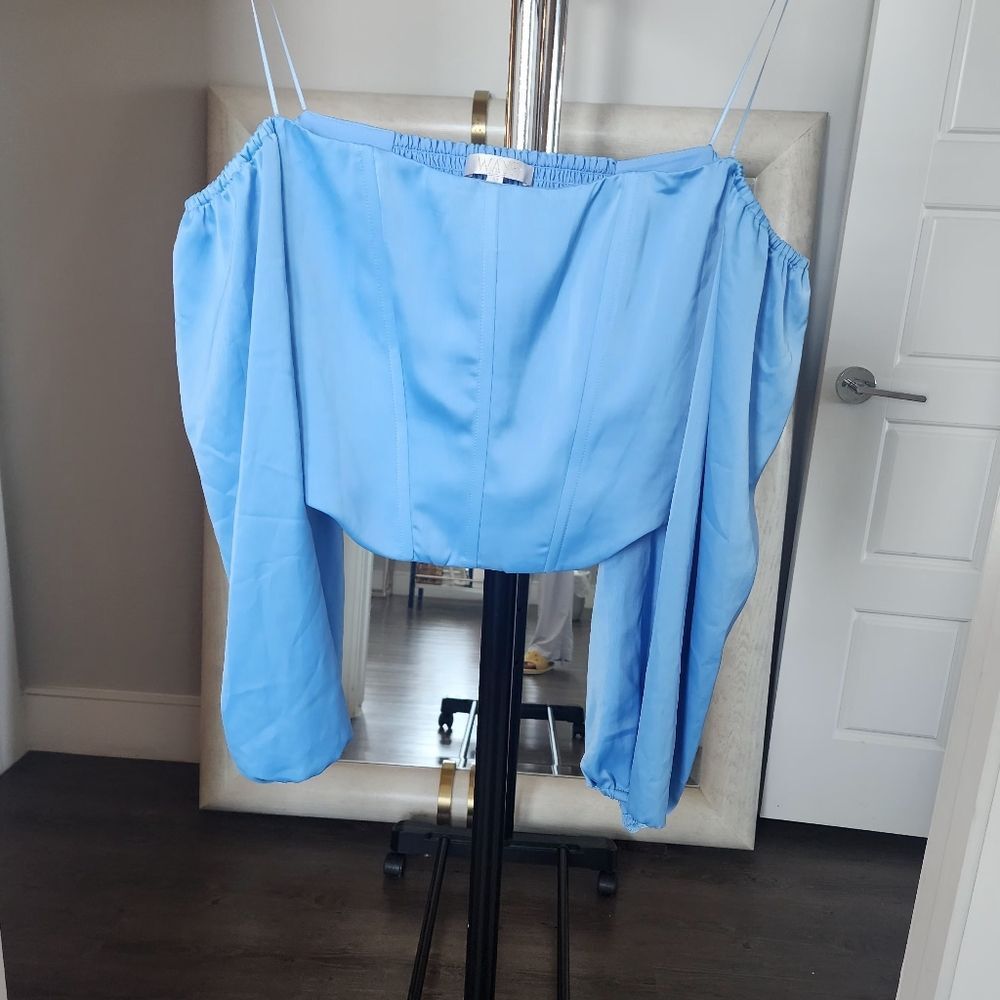 WAYF Corset Long Sleeve Baby Blue Size M - Picture 6 of 9